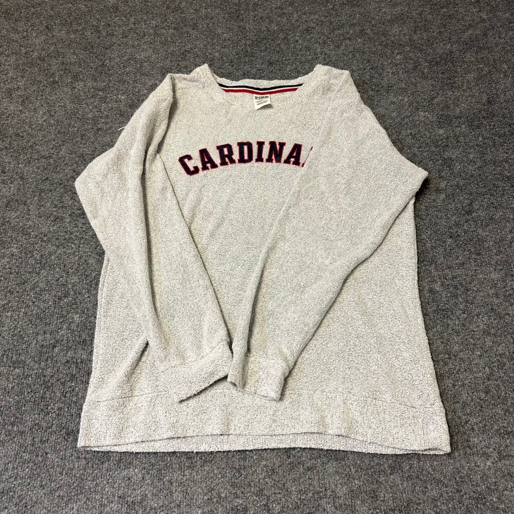 PINK Sweatshirt Womens Size S Grey Cardinals Graphic French Terry Pullover